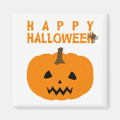 Happy Halloween-tekst en pompoen op White Magnet (Voorkant)