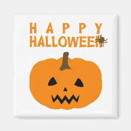 Happy Halloween-tekst en pompoen op White Magnet