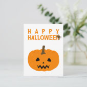 Happy Halloween-tekst en pompoen op wit Briefkaart (Staand voorkant)