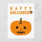 Happy Halloween-tekst en pompoen op wit Briefkaart (Voorkant)
