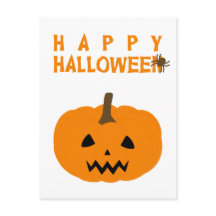 Happy Halloween-tekst en pompoen op wit Briefkaart