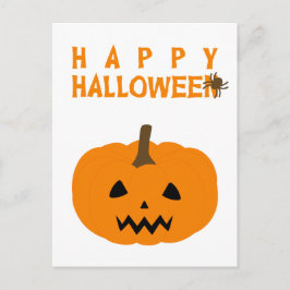 Happy Halloween-tekst en pompoen op wit Briefkaart