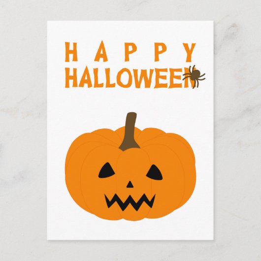 Happy Halloween-tekst en pompoen op wit Briefkaart (Voorkant)