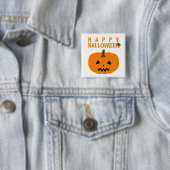 Happy Halloween-tekst en pompoen op witte Button (In situ)