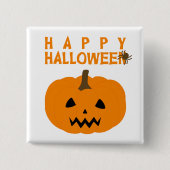 Happy Halloween-tekst en pompoen op witte Button (Voorkant)