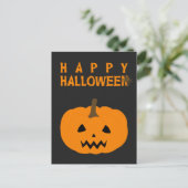 Happy Halloween-tekst en pompoen op zwart Briefkaa Briefkaart (Staand voorkant)