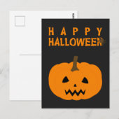 Happy Halloween-tekst en pompoen op zwart Briefkaa Briefkaart (Voorkant / Achterkant)