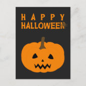 Happy Halloween-tekst en pompoen op zwart Briefkaa Briefkaart (Voorkant)