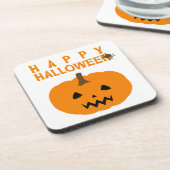 Happy Halloween Text en Pumpkin op White Bier Onderzetter (Linkerzijde)