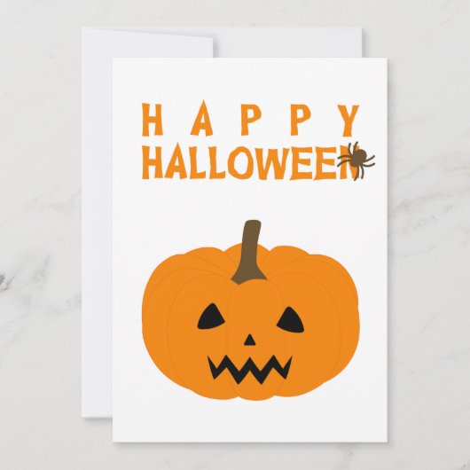 Happy Halloween Text en Pumpkin op White Kaart (Voorkant)