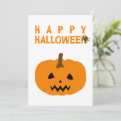 Happy Halloween Text en Pumpkin op White Kaart (Staand voorkant)