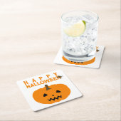 Happy Halloween Text en Pumpkin op White Kartonnen Onderzetters (Insitu)