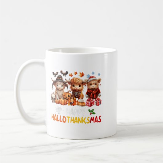 Happy Halloween Thanksgiving Christmas Highland Co Koffiemok (Links)