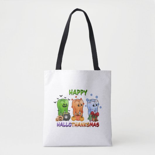 Happy Halloween Thanksgiving Kerst Grappig mannen Tote Bag (Voorkant)