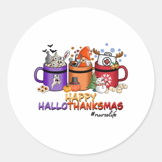 Happy Halloween Thanksgiving Kerst Grappig Verplee Ronde Sticker (Voorkant)