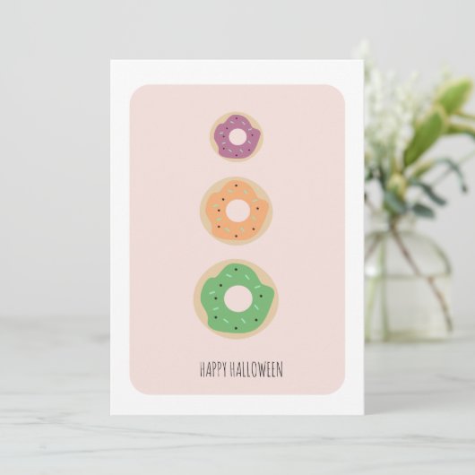 Happy Halloween Three Donuts Sprinkles Kaart (Staand voorkant)