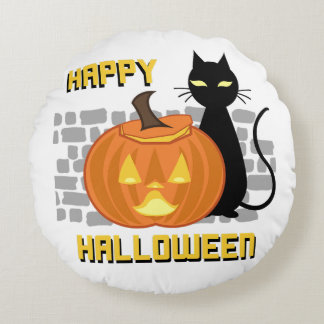 Happy Halloween throw pillow Rond Kussen