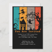 Happy Halloween Time Retro Witch House Ghost Grave Kaart (Achterkant)