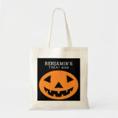 Happy Halloween Treat Bag Naam toevoegen Leuke Pom Tote Bag (Voorkant)
