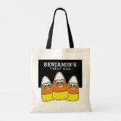Happy Halloween Treat Custom Name Candy Corn Tote Bag (Achterkant)