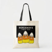Happy Halloween Treat Custom Name Candy Corn Tote Bag (Voorkant)