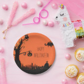 Happy Halloween Tree Ghost Bat Paper Borden Papieren Bordje (Feest)