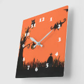Happy Halloween Tree Pumpkin Square Wall klok (Hoek)