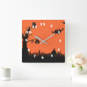 Happy Halloween Tree Pumpkin Square Wall klok (Huis)