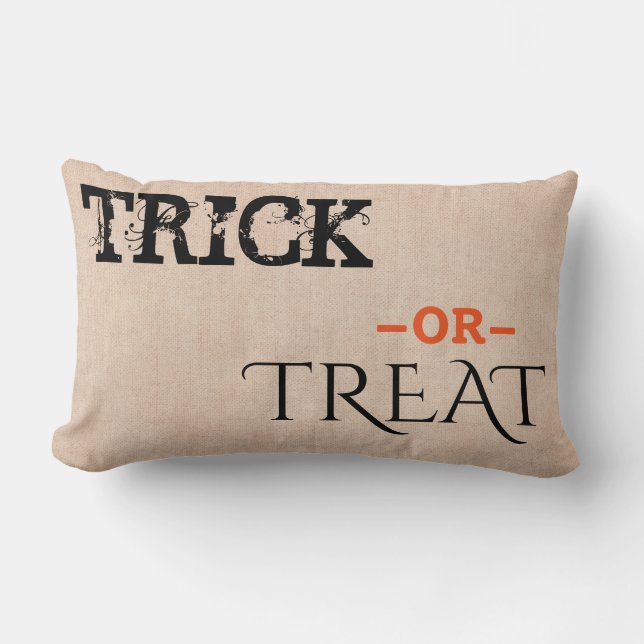 Happy Halloween Trick or treat Burlap Kussen (Voorkant)