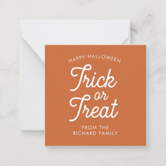 Happy Halloween Trick or treat gepersonaliseerd Notitiekaartje (Voorkant)