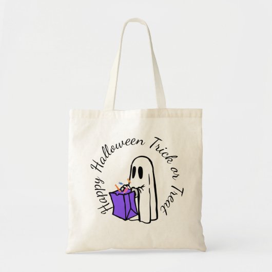 happy halloween trick or treat ghost tote bag (Voorkant)