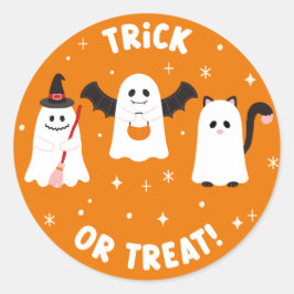 Happy Halloween Trick or treat Ghosts Ronde Sticker