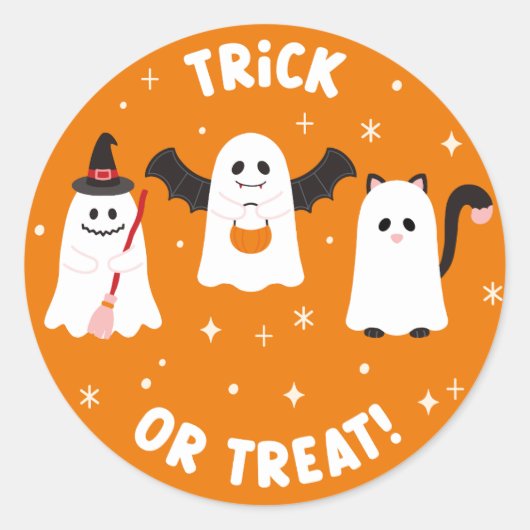 Happy Halloween Trick or treat Ghosts Ronde Sticker (Voorkant)