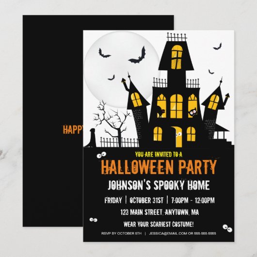 Happy Halloween Trick or treat Haunted House Kaart (Voorkant / Achterkant)