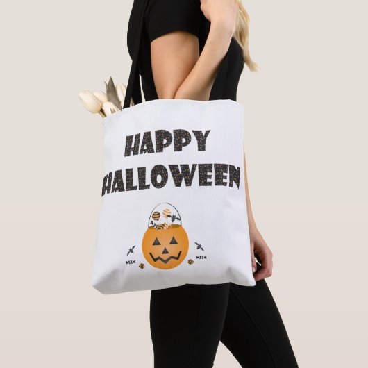 Happy Halloween Trick or treat Jack O Lantern Tote Bag (Dichtbij)