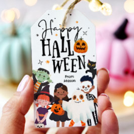 Happy Halloween Trick or treat Kinder Ghost Verjaa Cadeaulabel