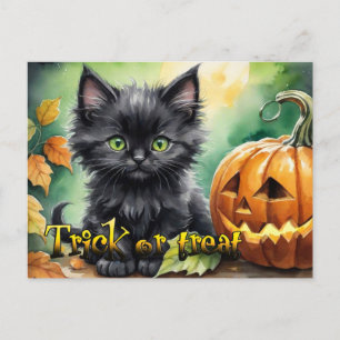 Happy Halloween trick or treat kitten Feestdagenkaart