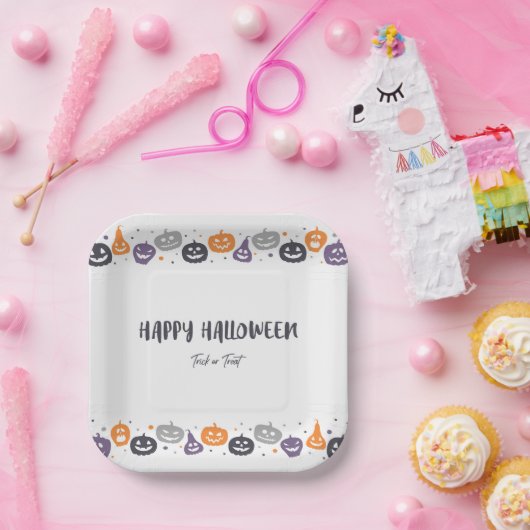 Happy Halloween Trick or treat Papieren Bordje (Feest)