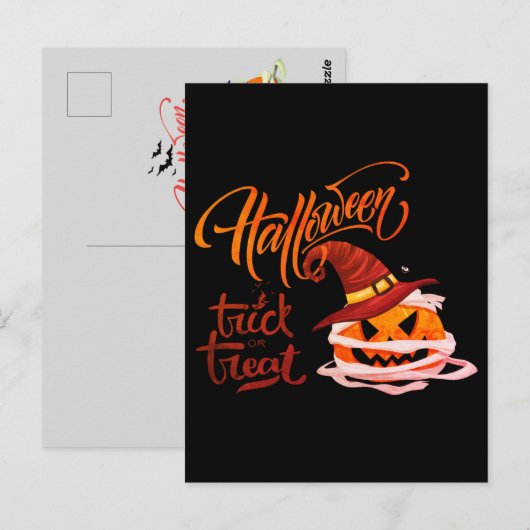 Happy Halloween Trick or treat Pumpkin Briefkaart (Voorkant / Achterkant)