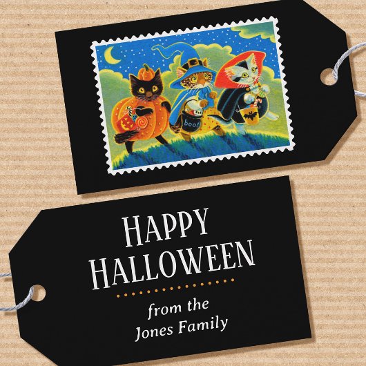 Happy Halloween Trick or treat Schattige Cat Witch Cadeaulabel