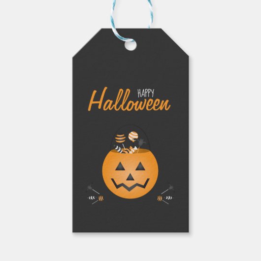 Happy Halloween Trick or treat Snoep Pumpkin Cadeaulabel (Voorkant)