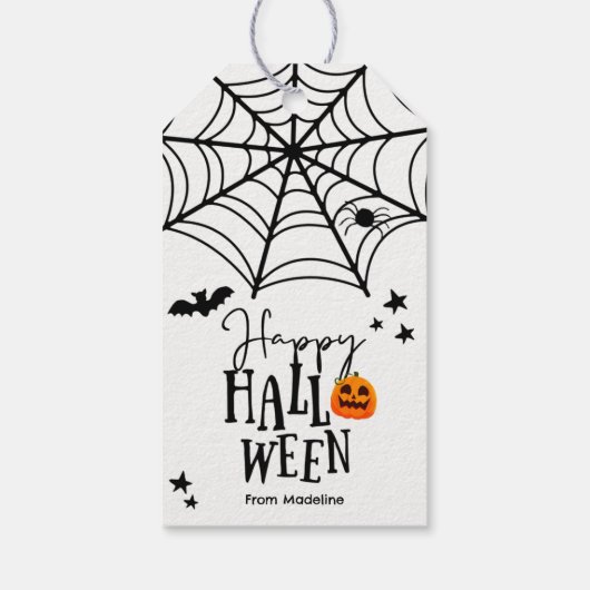 Happy Halloween Trick or treat Spiderweb Spooky Cadeaulabel (Achterkant)