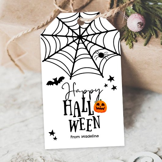 Happy Halloween Trick or treat Spiderweb Spooky Cadeaulabel