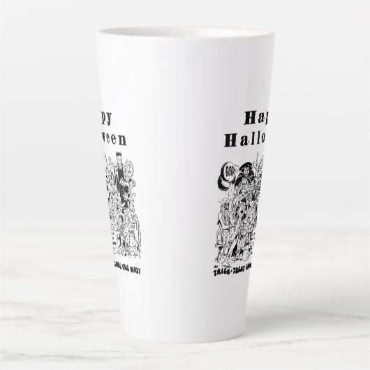 Happy Halloween Trick or treat Spooky Illustratie Latte Mok (Voorkant)