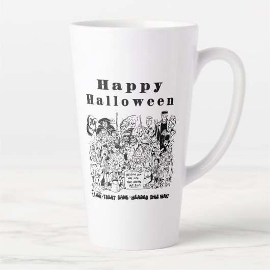 Happy Halloween Trick or treat Spooky Illustratie Latte Mok (Rechts)