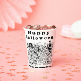Happy Halloween Trick or treat Spooky Illustratie Papieren Bekers