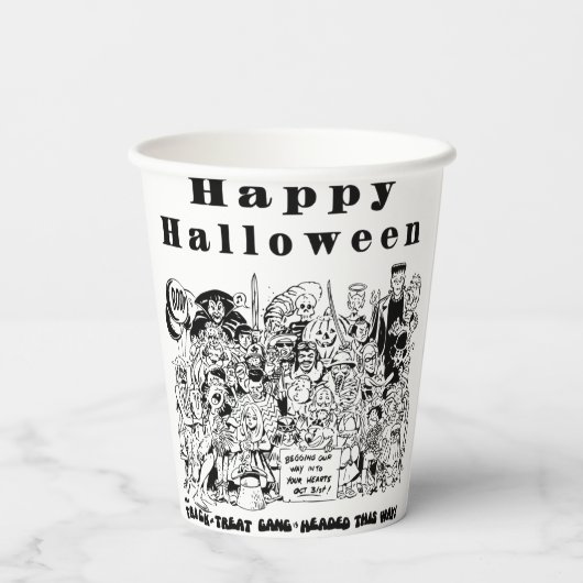 Happy Halloween Trick or treat Spooky Illustratie Papieren Bekers (Achterkant)