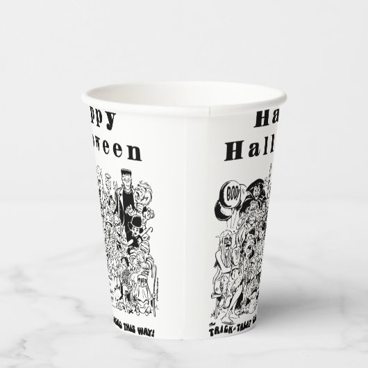 Happy Halloween Trick or treat Spooky Illustratie Papieren Bekers (Rechts)