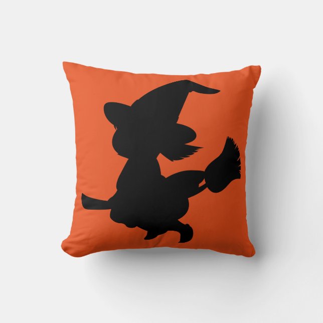Happy Halloween Trick or treat Witch met Broom Kussen (Voorkant)