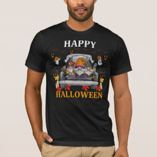 Happy Halloween Truck Gnomes Pumpkin Funny Holiday T-shirt